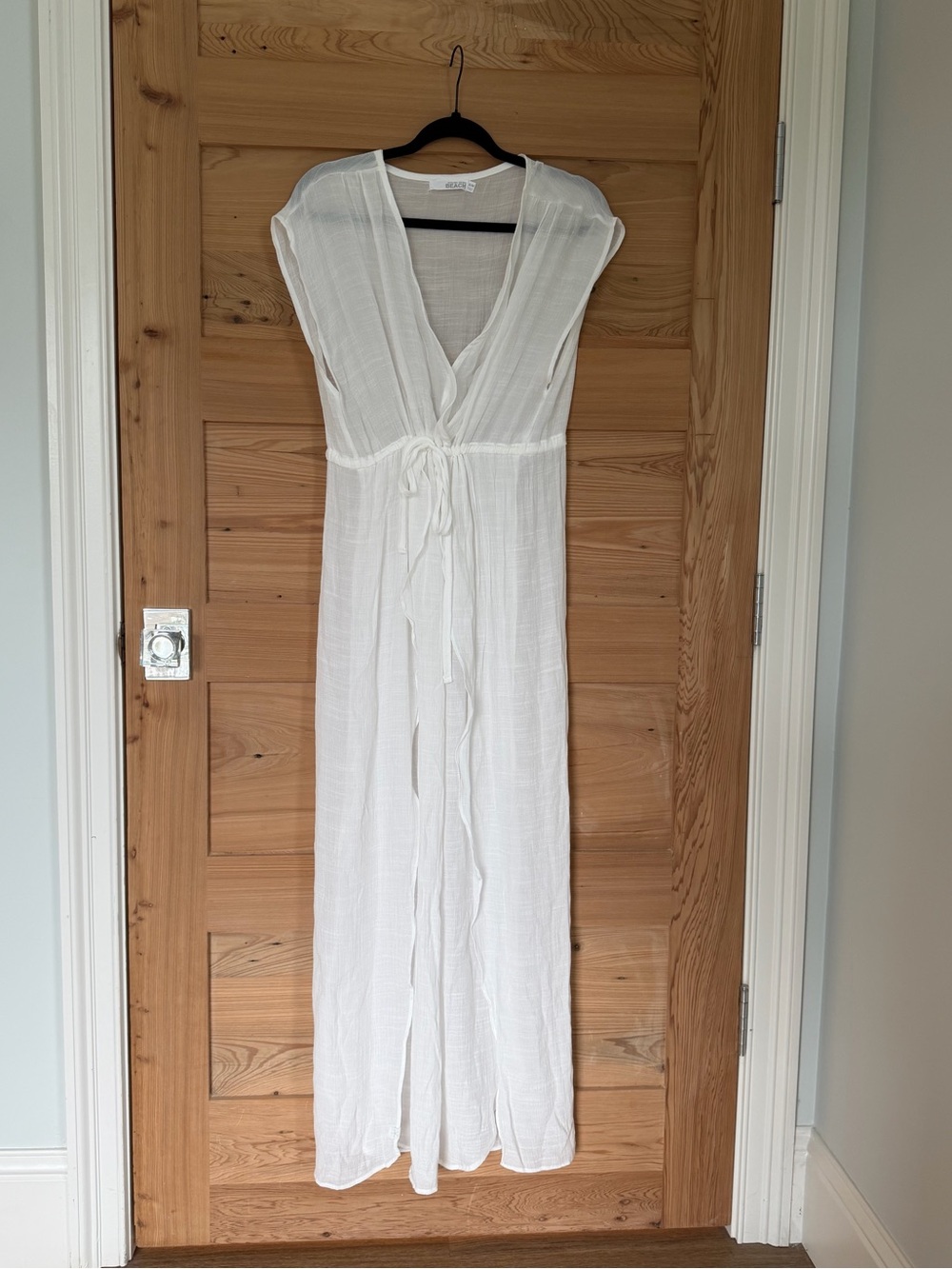 Beach Lunch Lounge White Gauze Maxi Dress Cover-Up S/M